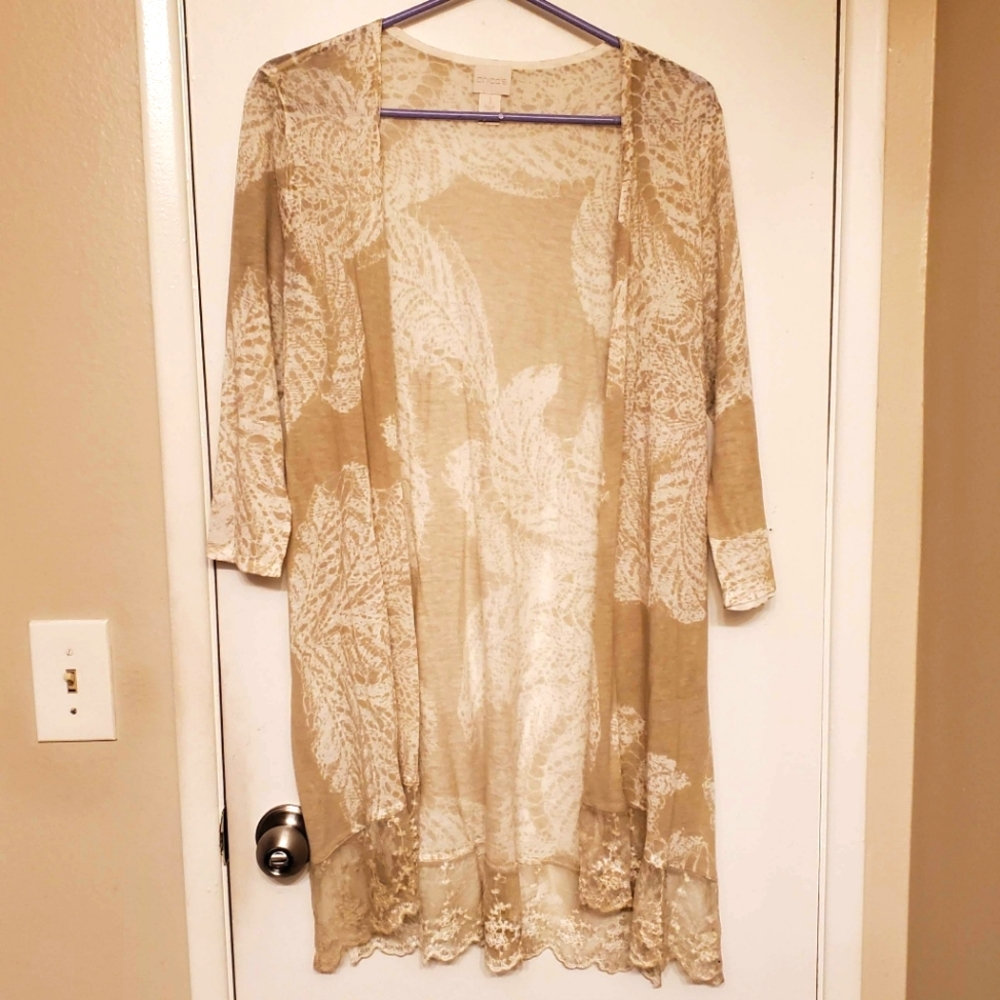 Chicos Cream Lace Cardigan Medium